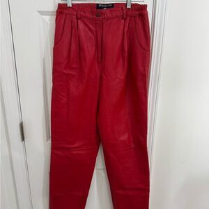 Milano Women’s Vintage Bold Red Leather Dress Pants Size 14 High Rise